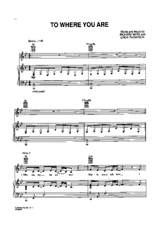 Richard Marx To Where You Are score for Piano