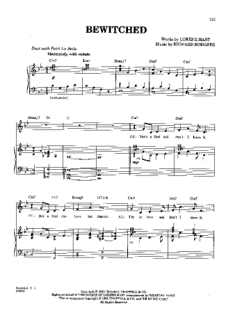 Richard Rodgers Bewitched score for Piano