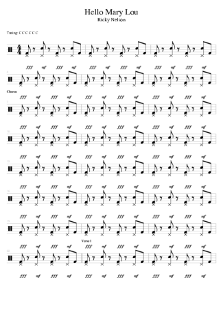 Ricky Nelson Hello Mary Lou score for Drums