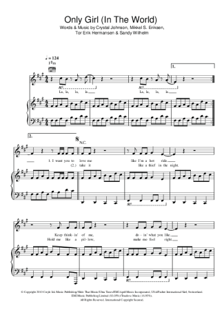 Rihanna Only Firl (In The World) score for Piano