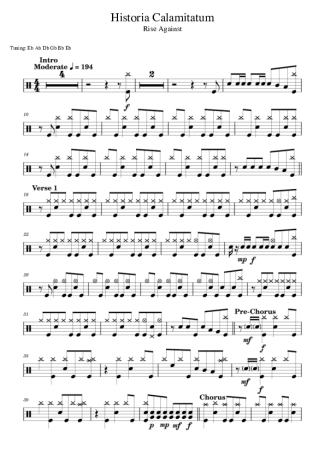 Rise Against Historia Calamitatum score for Drums