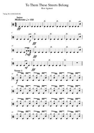 Rise Against To Them These Streets Belong score for Drums