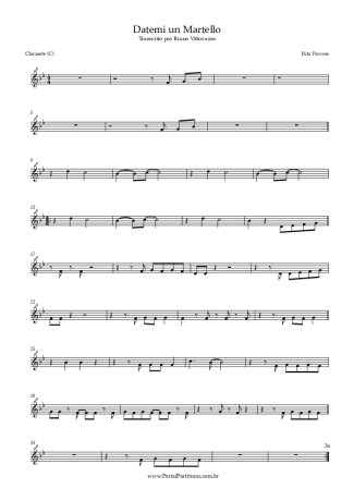 Rita Pavone Datemi Un Martello score for Clarinet (C)