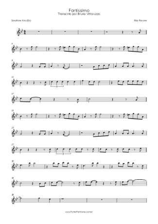 Rita Pavone Fortíssimo score for Alto Saxophone