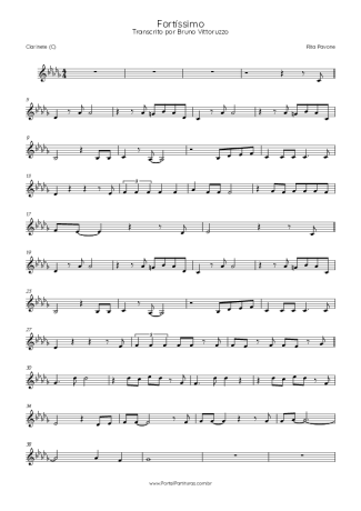 Rita Pavone Fortíssimo score for Clarinet (C)