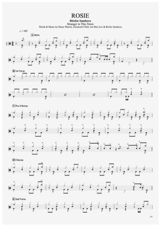 Ritchie Sambora Rosie score for Drums