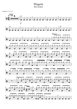 Rob Zombie Dragula (drums 1) score for Drums