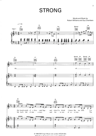 Robbie Williams Strong score for Piano