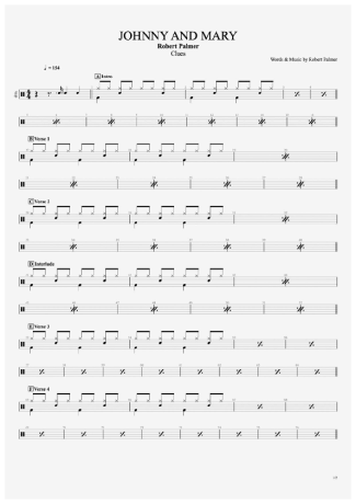 Robert Palmer Johnny And Mary score for Drums