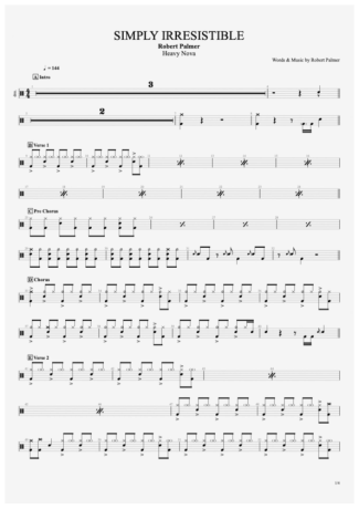 Robert Palmer Simply Irresistible score for Drums