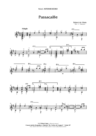 Robert de Visée Passacaille score for Acoustic Guitar