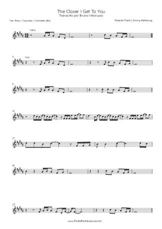 Roberta Flack & Donny Hathaway The Closer I Get To You score for Tenor Saxophone Soprano (Bb)