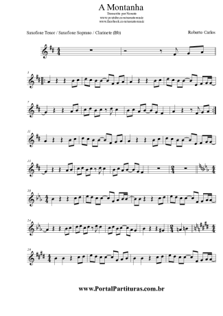 Roberto Carlos A Montanha score for Clarinet (Bb)
