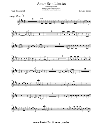 Roberto Carlos Amor Sem Limites score for Flute