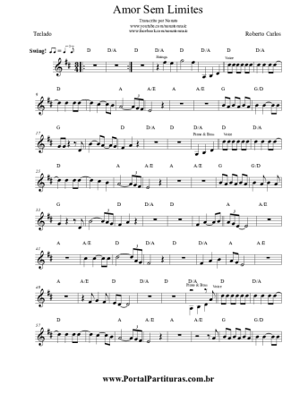 Roberto Carlos Amor Sem Limites score for Keyboard