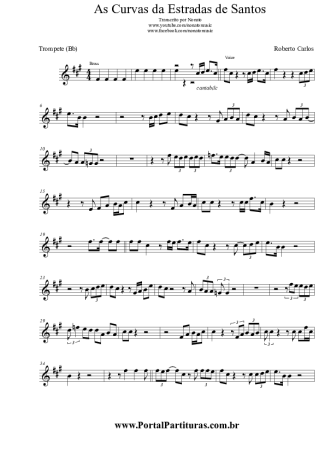 Roberto Carlos As Curvas Da Estrada De Santos score for Trumpet