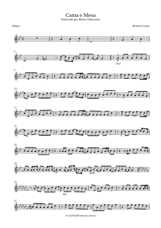 Roberto Carlos Cama E Mesa score for Violin