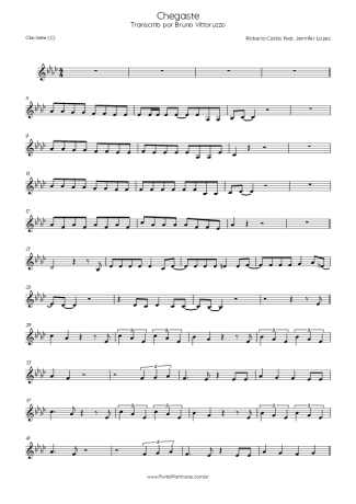 Roberto Carlos Chegaste (Feat. Jennifer Lopez) score for Clarinet (C)