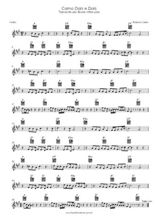 Roberto Carlos Como Dois E Dois score for Acoustic Guitar