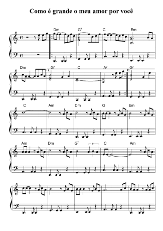 Roberto Carlos Como é Grande o Meu Amor Por Você score for Piano