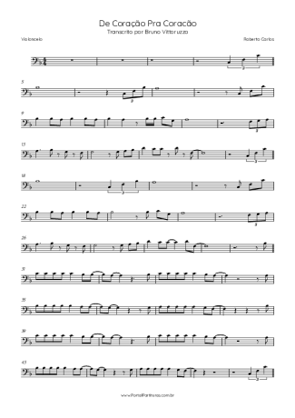 Roberto Carlos De Coração Pra Coração score for Cello