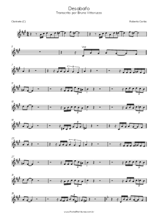 Roberto Carlos Desabafo score for Clarinet (C)