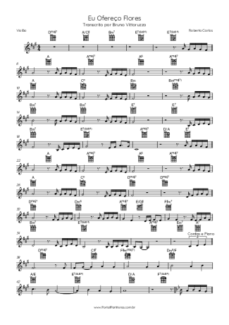 Roberto Carlos Eu Ofereço Flores score for Acoustic Guitar