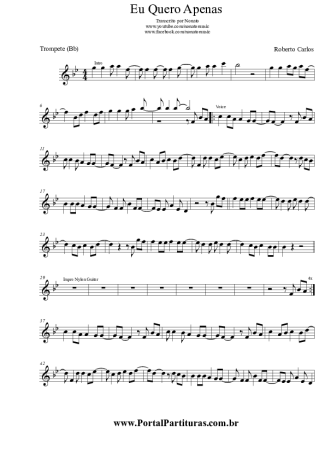 Roberto Carlos Eu Quero Apenas score for Trumpet