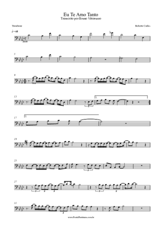 Roberto Carlos Eu Te Amo Tanto score for Trombone