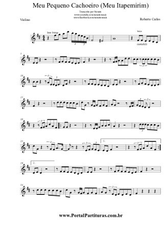Roberto Carlos Meu Pequeno Cachoeiro (Meu Itapemirim) score for Violin