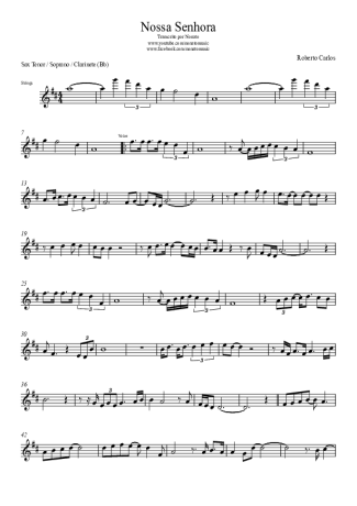 Roberto Carlos Nossa Senhora score for Clarinet (Bb)