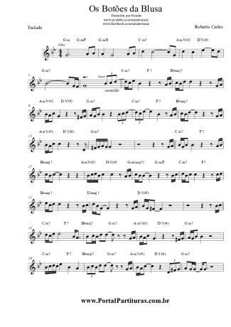 Roberto Carlos Os Botões da Blusa score for Keyboard