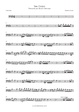 Roberto Carlos Seu Corpo score for Cello