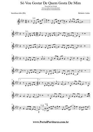 Roberto Carlos Só Vou Gostar De Quem Gosta De Mim score for Alto Saxophone