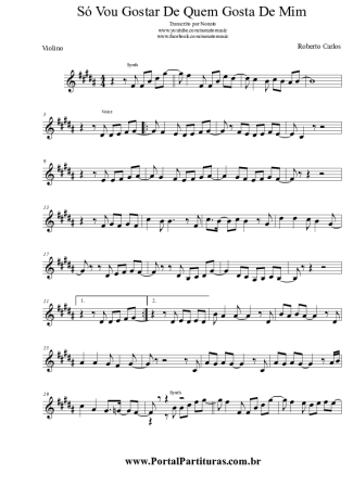 Roberto Carlos Só Vou Gostar De Quem Gosta De Mim score for Violin