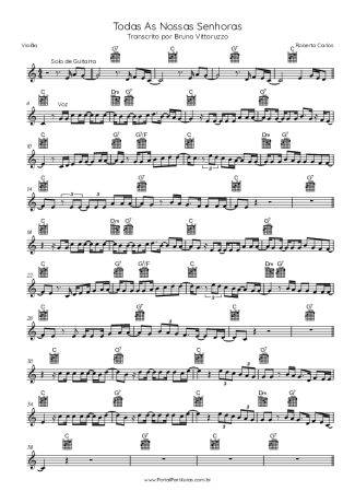 Roberto Carlos Todas As Nossas Senhoras score for Acoustic Guitar