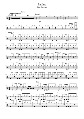 Rod Stewart Sailing score for Drums