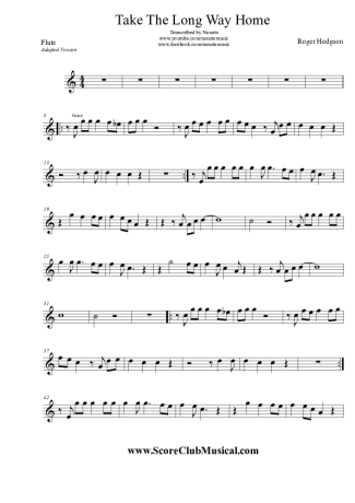 Roger Hodgson Take The Long Way Home score for Flute