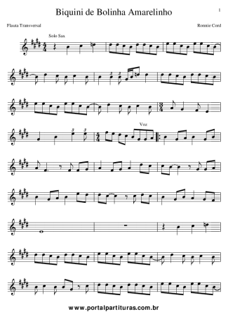 Ronnie Cord Biquini de Bolinha Amarelinho score for Flute