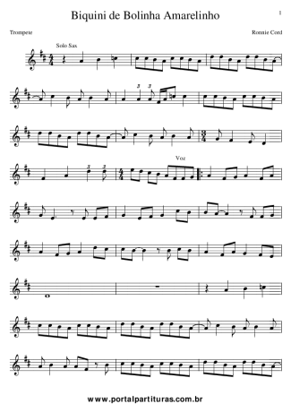Ronnie Cord Biquini de Bolinha Amarelinho score for Trumpet