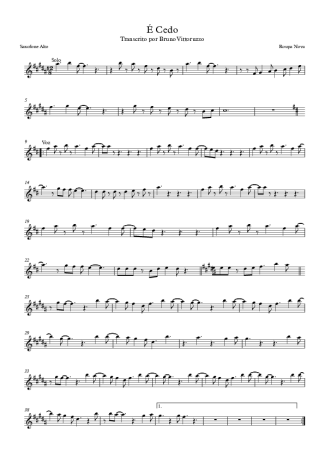 Roupa Nova É Cedo score for Alto Saxophone