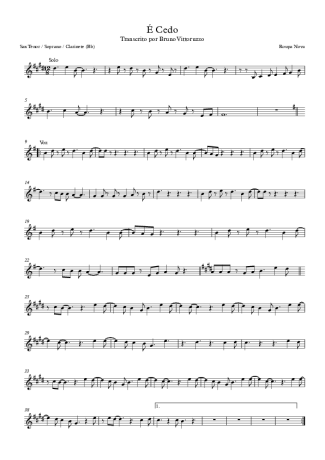 Roupa Nova É Cedo score for Tenor Saxophone Soprano (Bb)
