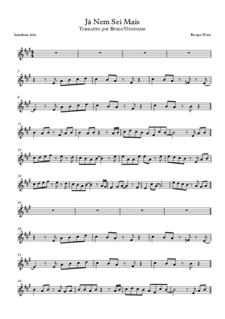 Roupa Nova Já Nem Sei Mais score for Alto Saxophone