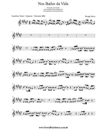 Roupa Nova Nos Bailes Da Vida score for Clarinet (Bb)