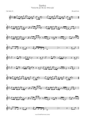Roupa Nova Sonho score for Clarinet (C)