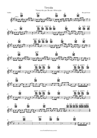 Roupa Nova Tímida score for Acoustic Guitar