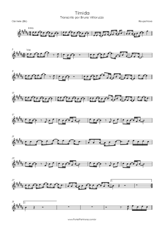 Roupa Nova Tímida score for Clarinet (Bb)