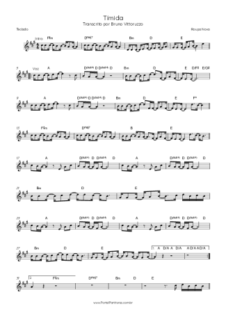 Roupa Nova Tímida score for Keyboard