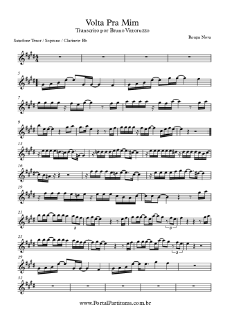 Roupa Nova Volta Pra Mim score for Tenor Saxophone Soprano (Bb)