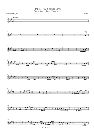 Roxette It Must Have Been Love score for Alto Saxophone